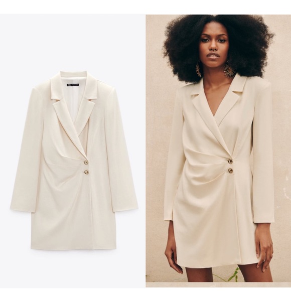 Zara linen blend blazer dress